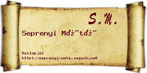 Seprenyi Máté névjegykártya